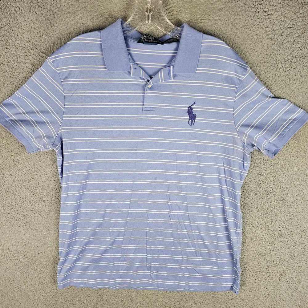 Polo Ralph Lauren Polo Mens Large Striped Custom Fit Pima Big Pony Short Sleeve